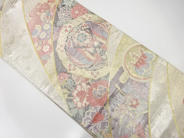 JAPANESE FUKURO OBI / SAGANISHIKI / WOVEN FLORAL PLANTS